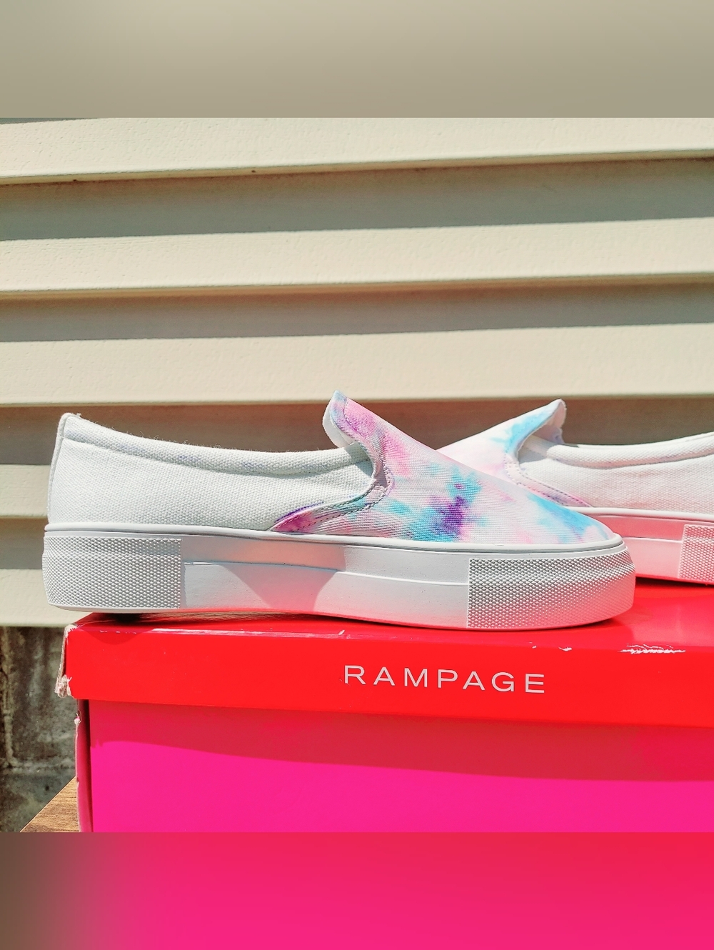 Rampage Korie Pastel Tie Die Platform Slip-On Sneakers Women's Size 6 Y2K Preppy - Picture 5 of 12